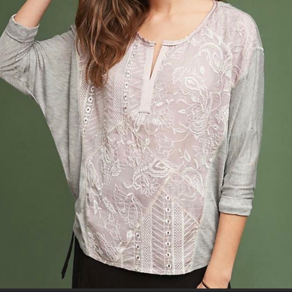 TINY Gray and Pale Lavender Patchwork Hazel Top